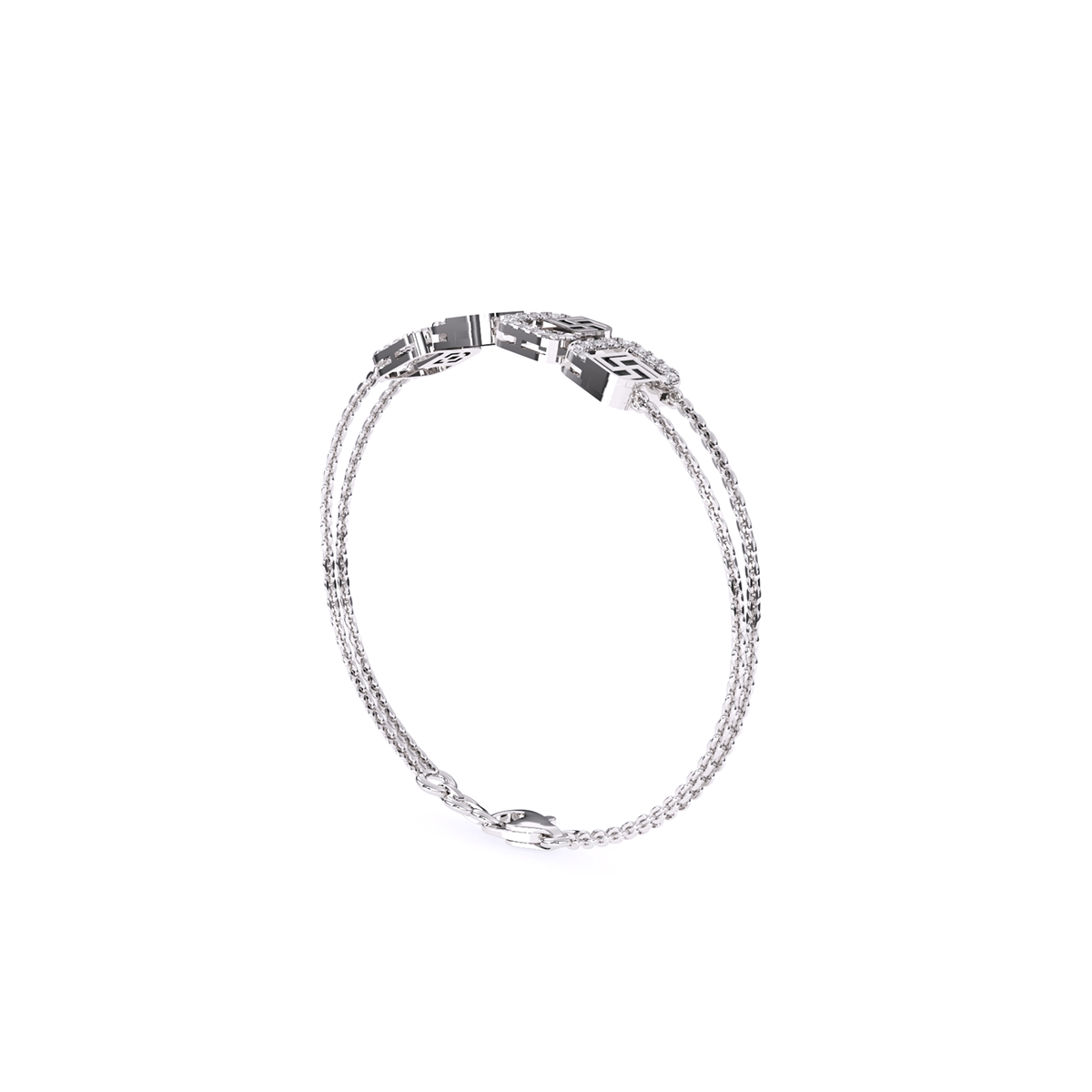 Unique Four Square Swastika Lab Grown Diamond bracelet